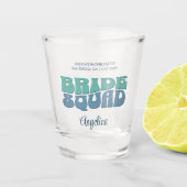 Retro Bachelorette Party Bruid Squad Bruidsmeisje Shot Glas (Voorkant)