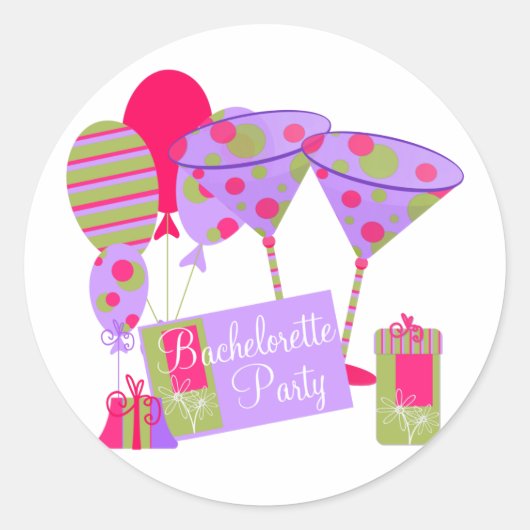 Retro Bachelorette Party Ronde Sticker (Voorkant)