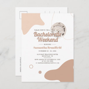 Retro Bachelorette Weekend Disco Party Uitnodiging Briefkaart