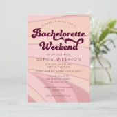 Retro Bachelorette Weekend Itinerary Invitation Kaart (Staand voorkant)