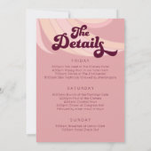 Retro Bachelorette Weekend Itinerary Invitation Kaart (Achterkant)