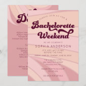 Retro Bachelorette Weekend Itinerary Invitation Kaart (Voorkant / Achterkant)
