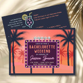 Retro Bachelorette Weekend Party Invitation Kaart