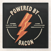 Retro Bacon Lover Grappig Voedsel Ontwerp met Blik Glazen Onderzetter (Voorkant)