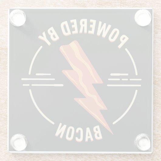 Retro Bacon Lover Grappig Voedsel Ontwerp met Blik Glazen Onderzetter (Achterkant)