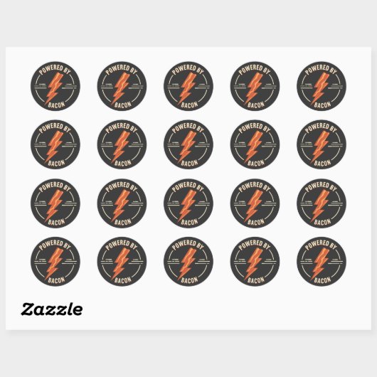 Retro Bacon Lover Grappig Voedsel Ontwerp met Blik Ronde Sticker (Vel)