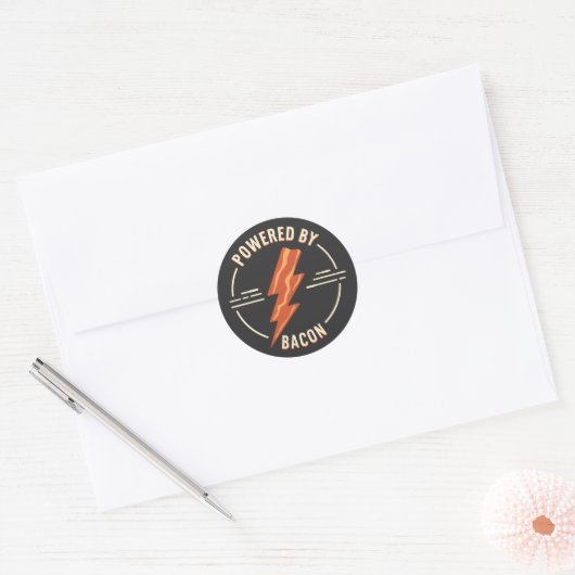 Retro Bacon Lover Grappig Voedsel Ontwerp met Blik Ronde Sticker (Envelop)