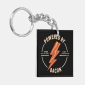 Retro Bacon Lover Grappig Voedsel Ontwerp met Blik Sleutelhanger (Voorkant Links)