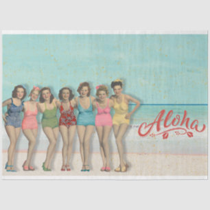 Retro baden schoonheden decoupage tissuepapier