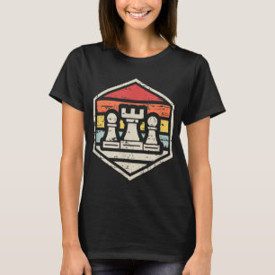 Retro Badge Chess Rook 80s schaken T-shirt