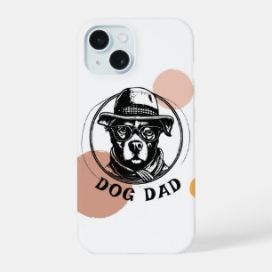 Retro Badge Schoon Hoesje voor Telefoon hond pap iPhone 15 Hoesje