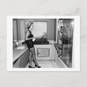 Retro Badkamer, Los Angeles, Vintage 1951 Briefkaart