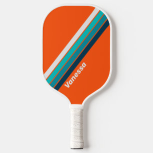 Retro Badmeester Gestreept met Naam Pickleball Paddle