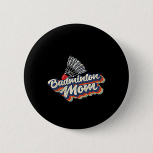 Retro Badminton mama Funny Badminton Mo Ronde Button 5,7 Cm