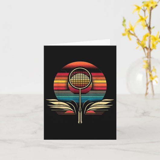 Retro Badminton Night Glow Kaart (Gele Bloem)