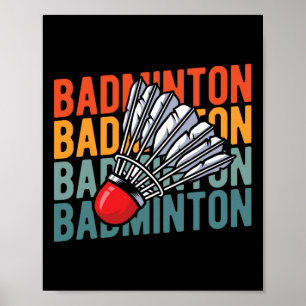 Retro Badminton Racket Team - Speler Shutt Poster