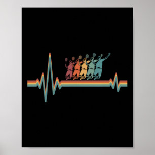 Retro Badminton Shuttle - Speler Ekg Hart Poster