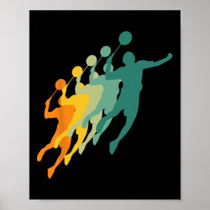 Retro Badminton Spelers Shuttle Sport Racket Coach Poster