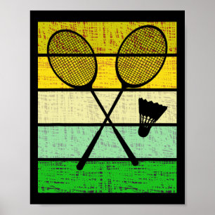 Retro badmintonrackets en pendelbadmintonspel poster