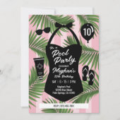 Retro Badpak Verjaardag Pool Party Uitnodiging (Ro (Voorkant)