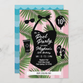 Retro Badpak Verjaardag Pool Party Uitnodiging (Ro (Voorkant / Achterkant)