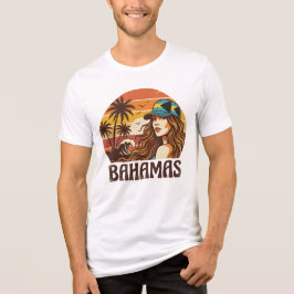 Retro Bahamas Beach Women Summer Vacation Sunset Tri-Blend Shirt