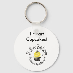 Retro Bakery I Heart Cupcakes Sleutelhanger! Sleutelhanger