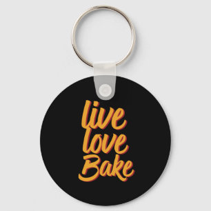  Retro Baking Bakery Chef Live Love Bake Sleutelhanger