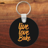  Retro Baking Bakery Chef Live Love Bake Sleutelhanger (Voorkant)