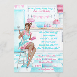 Retro Baking Cook Off Competitie Verjaardagsfeest Kaart