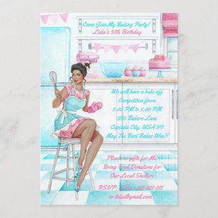 Retro Baking Cook Off Competitie Verjaardagsfeest Kaart
