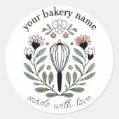 Retro Bakkerij Pastry Chef Ronde Stickers (Voorkant)