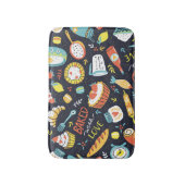 Retro bakkerij, stippen, bloemenelementen. badmat (Voorkant Verticaal)