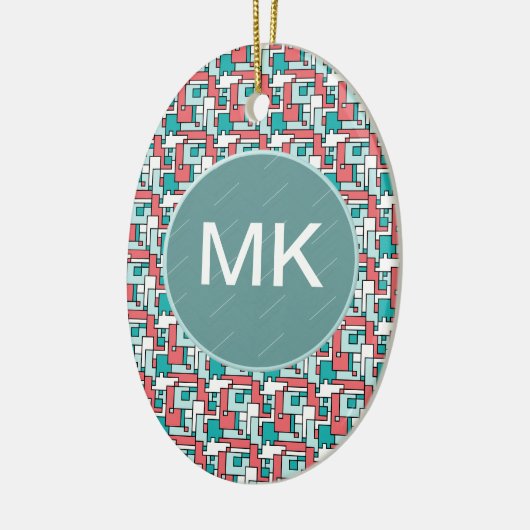 retro-baksteenpatroon keramisch ornament (Links)