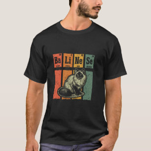 Retro Balinese Kattenliefhebber Periodieke Element T-shirt