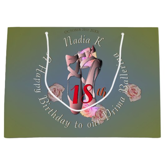 Retro Ballet Schoenen Gift Bag Groot Cadeauzakje (Voorkant)