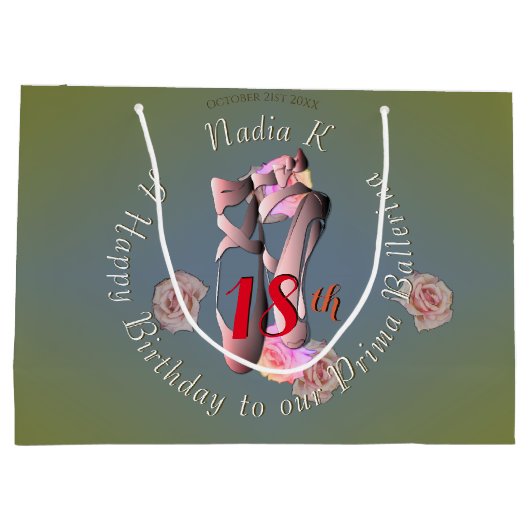 Retro Ballet Schoenen Gift Bag Groot Cadeauzakje (Achterkant)