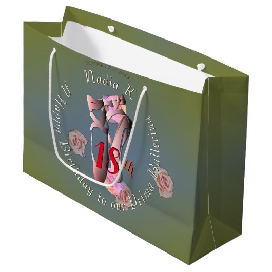 Retro Ballet Schoenen Gift Bag Groot Cadeauzakje (Voorkant Gekanteld)
