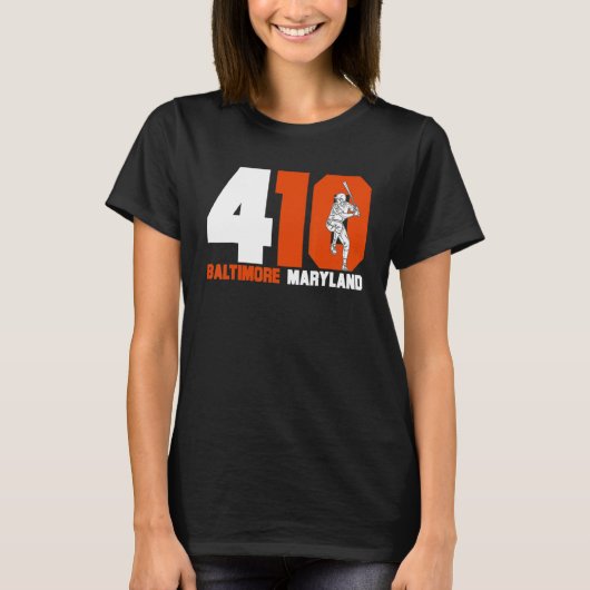 Retro Baltimore 410 Area Code Baseball Cla T-shirt (Voorkant)