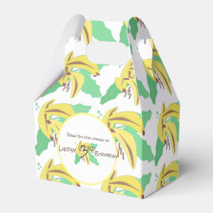 Retro Banaan Geel Draaiende Drie Verjaardag Bedankdoosjes