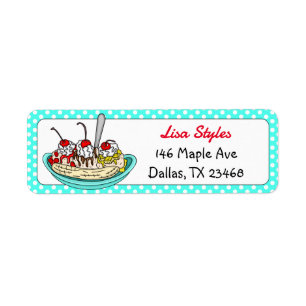 Retro Banana Split Ice Cream Sundae Etiket