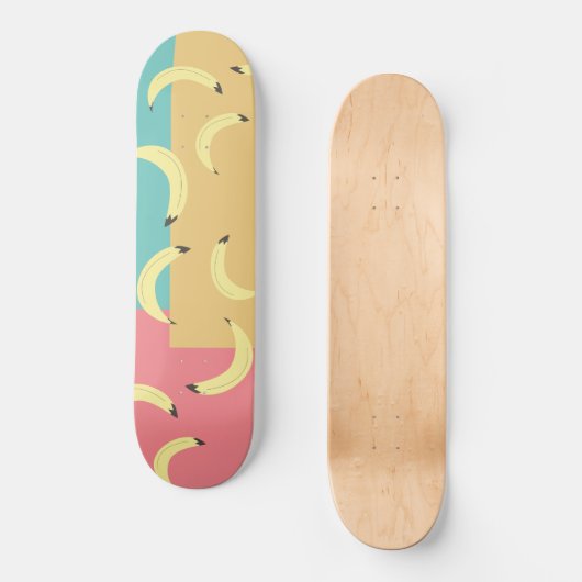 Retro Bananas Colorful Shapes Skateboard (Voorkant)
