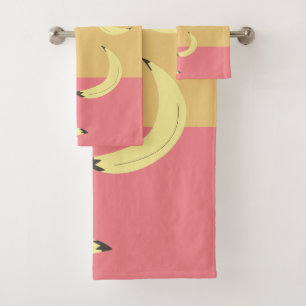 Retro Bananen Kleurrijke Vormen Bad Handdoek