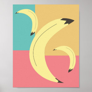 Retro Bananen Kleurrijke Vormen Poster