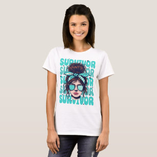 Retro Bandana Girl Eierstokkanker Overlevende T-shirt