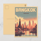 Retro Bangkok skyline - Thailand reisgeschenken Briefkaart