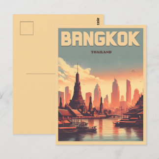 Retro Bangkok skyline - Thailand reisgeschenken Briefkaart