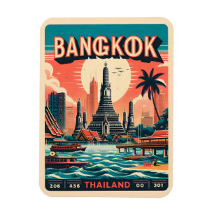 Retro Bangkok skyline - Thailand reisgeschenken Magneet