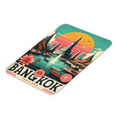 Retro Bangkok skyline - Thailand reisgeschenken Magneet (Linkerzijde)
