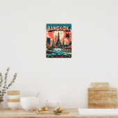 Retro Bangkok skyline - Thailand reisgeschenken Poster (Keuken)